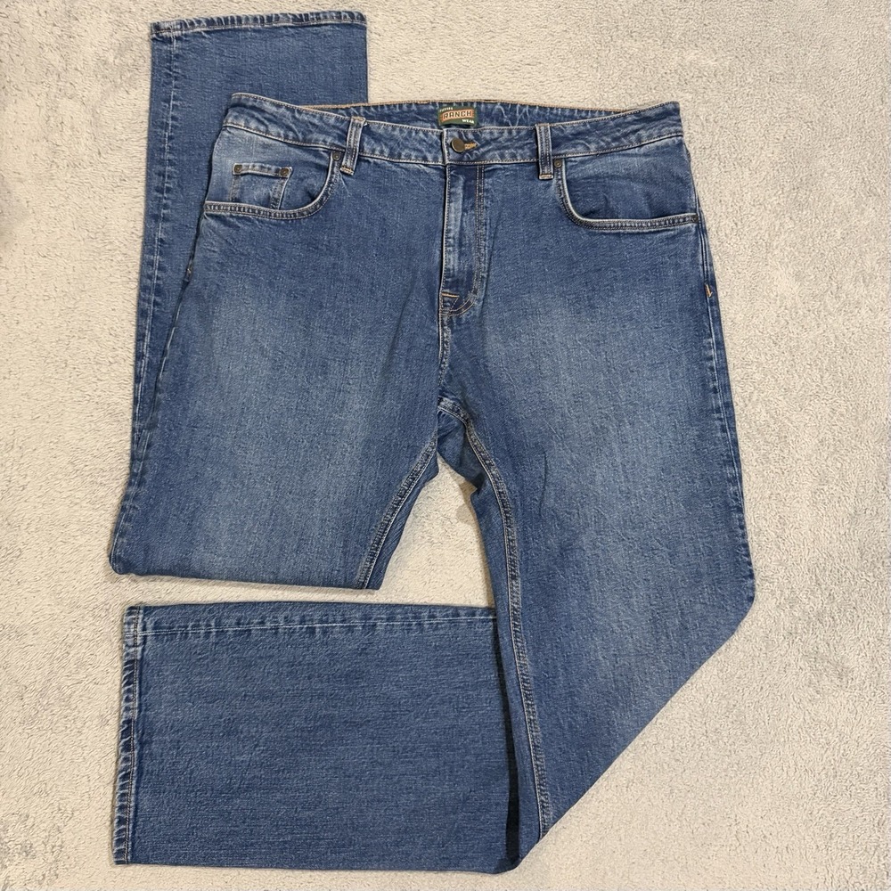 Tecovas Straight Jeans Men 38x35 Medium Blue Wash Ranch Wear Denim Stretch *READ